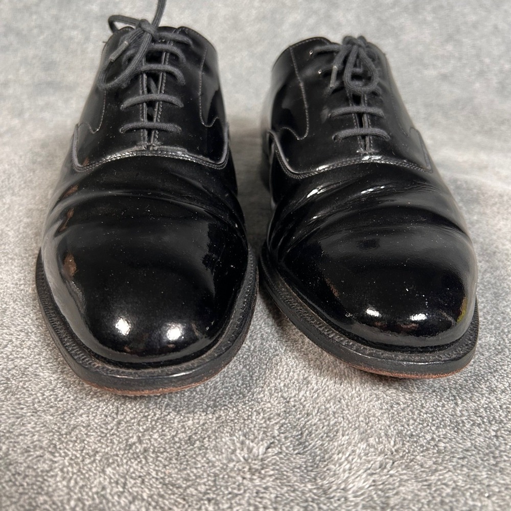 Brooks Brothers Plain Toe Oxford Dress Shoes Men 9D Black Patent Leather England - Picture 3 of 13